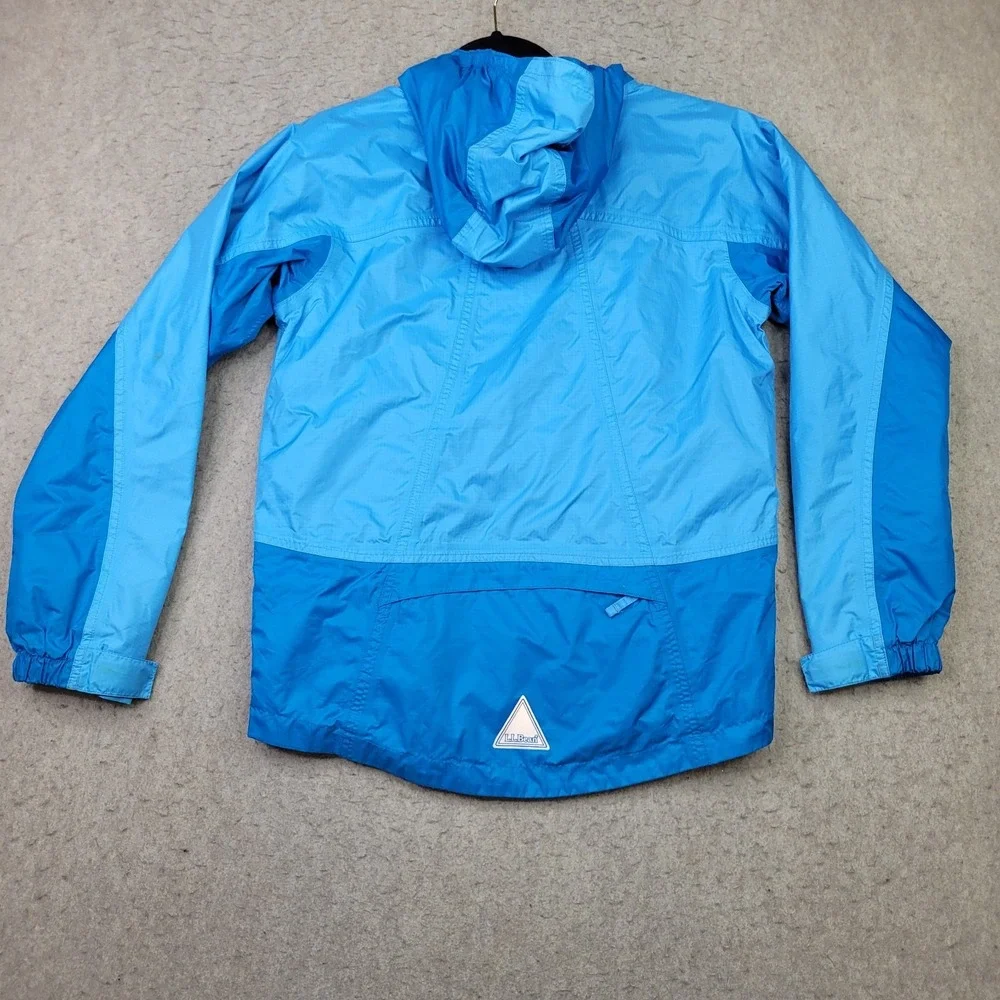 LL Bean Jacket Kids L‎ 14-16 Full Zip Hooded Raincoat Microfleece Lined 248055